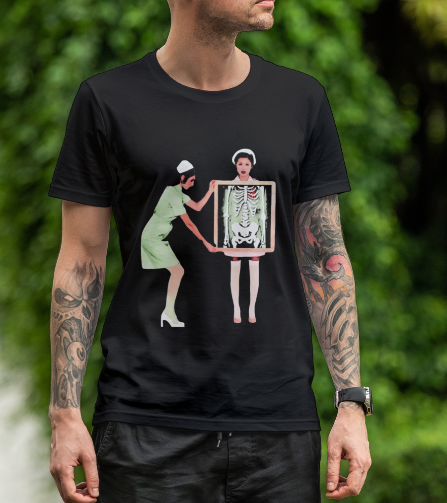 Nurse With X Ray Skeleton And Red Heart T-Shirt