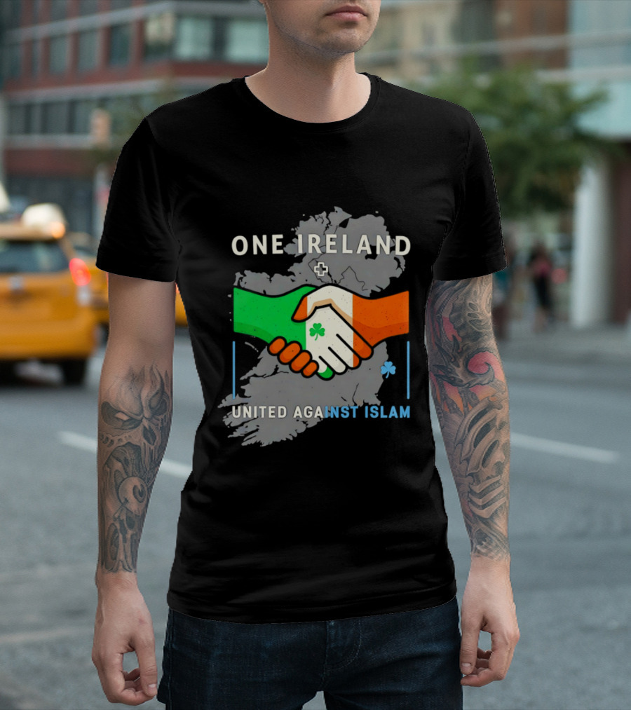 Ireland One Ireland Handshake Map United Against Islam T-Shirt