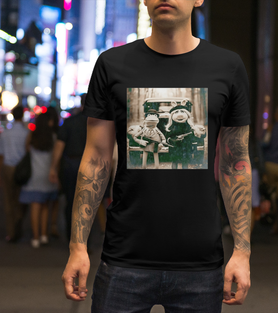 The Muppets Kermit The Frog Miss Piggy Gangster T-Shirt