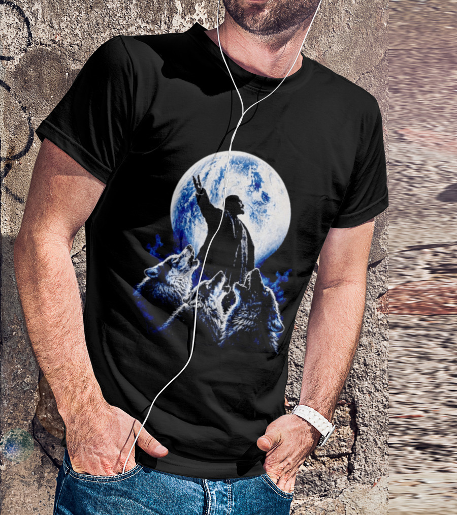 Vladimir Lenin Moon Wolves Howling Speaker T-Shirt