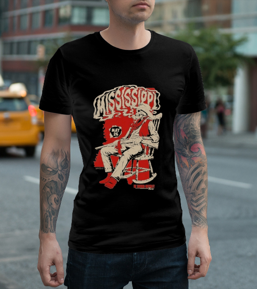 Whiskey Myers May 26 Mississippi Cowboy In Rocking Chair T-Shirt