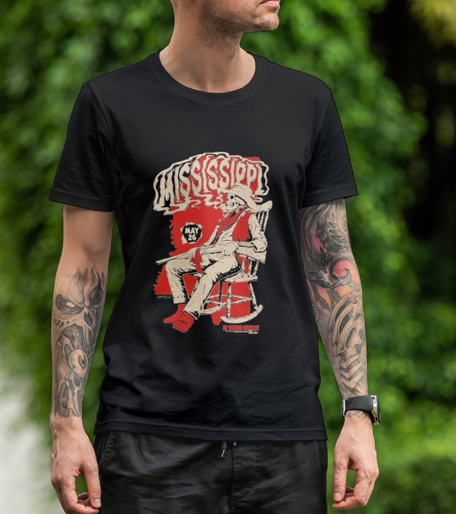 Whiskey Myers May 26 Mississippi Cowboy In Rocking Chair T-Shirt