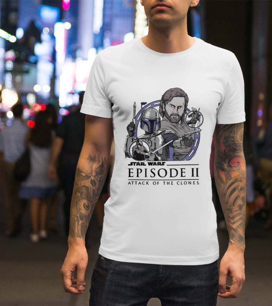 Star Wars Episode II Attack Of The Clones Obi Wan Kenobi Jango Fett T-Shirt