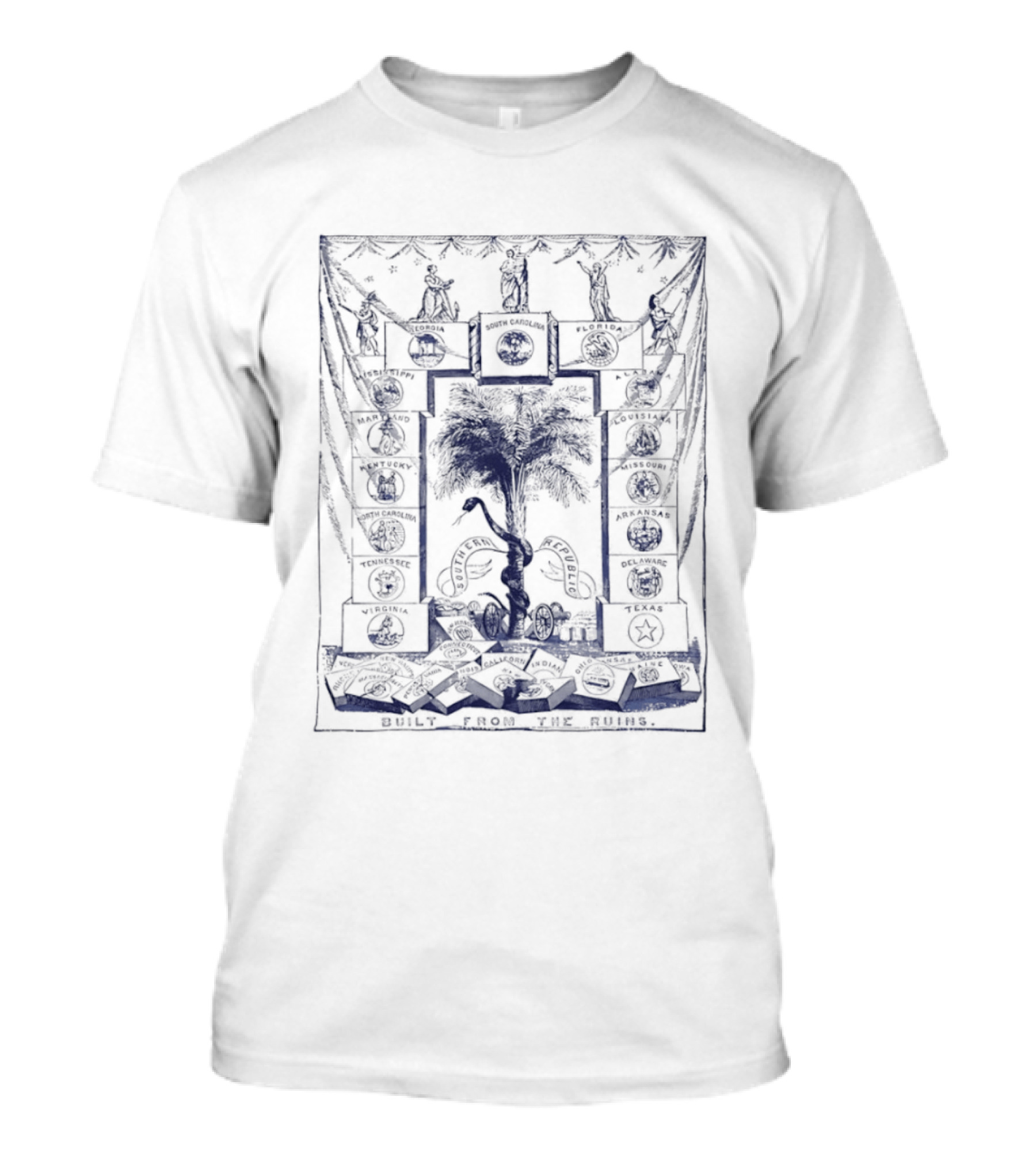 Southern Republic Built From The Ruins South Carolina Georgia Florida Palm Tree T-Shirt