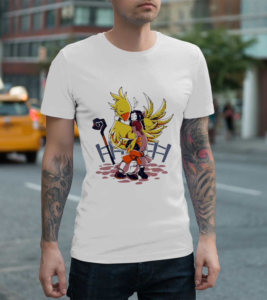 Aerith Gainsborough Vivi Ornitier Chocobo Hug Fantasy Characters Embrace T-Shirt