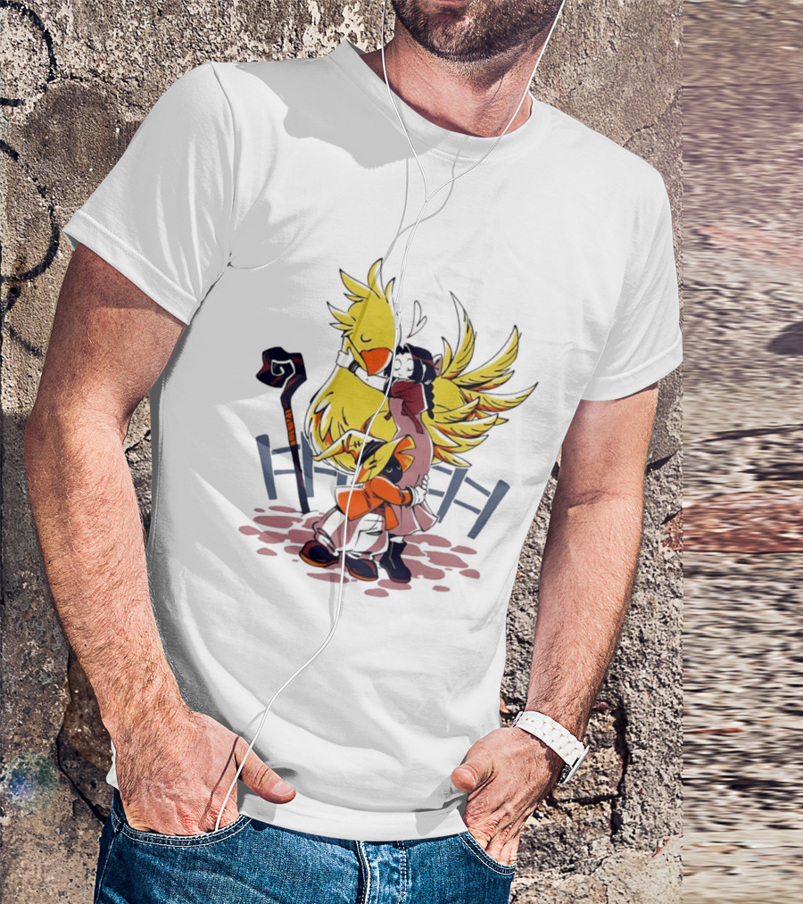 Aerith Gainsborough Vivi Ornitier Chocobo Hug Fantasy Characters Embrace T-Shirt