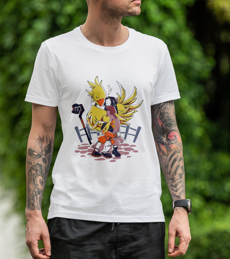 Aerith Gainsborough Vivi Ornitier Chocobo Hug Fantasy Characters Embrace T-Shirt