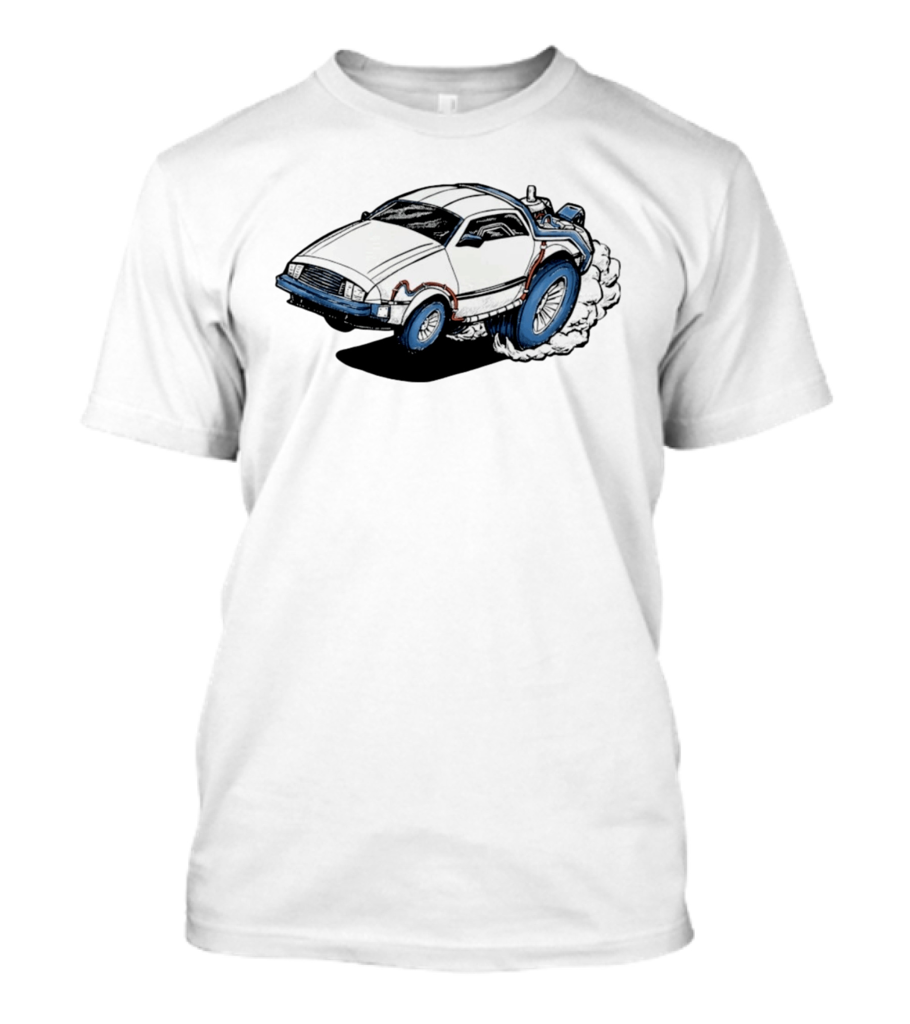 Doc Brown's DeLorean Rat Fink Hot Rod No Time To Lose Racing Car Classic Drawing T-Shirt