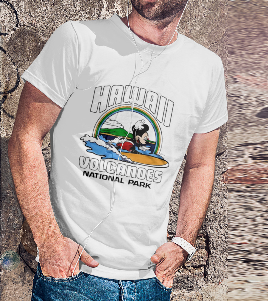 Hawaii Volcanoes National Park Mickey Mouse Surfing T-Shirt
