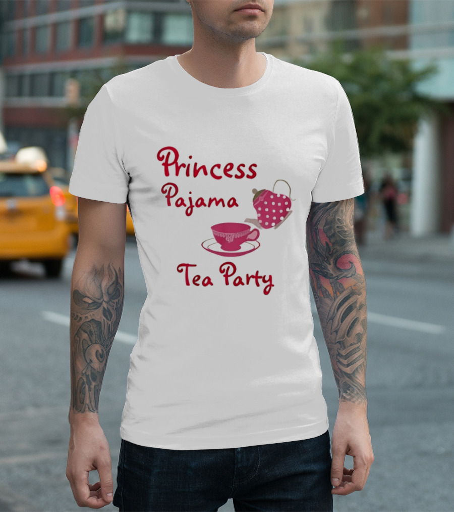 Princess Pajama Tea Party Pink Tea Set T-Shirt