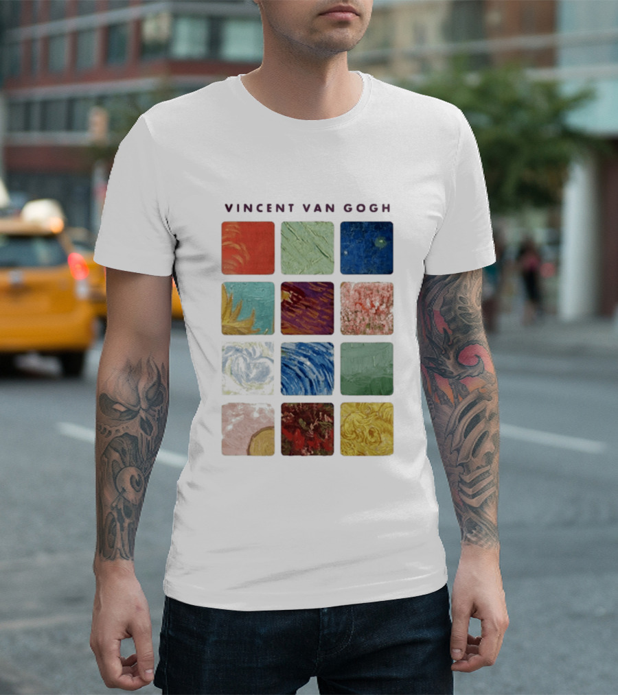 Vincent Van Gogh Paintings Iconic Colors Squares T-Shirt