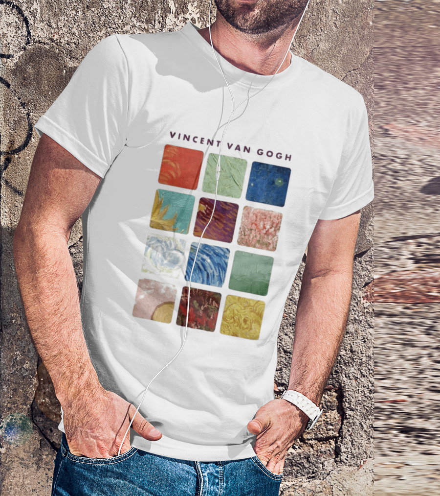 Vincent Van Gogh Paintings Iconic Colors Squares T-Shirt
