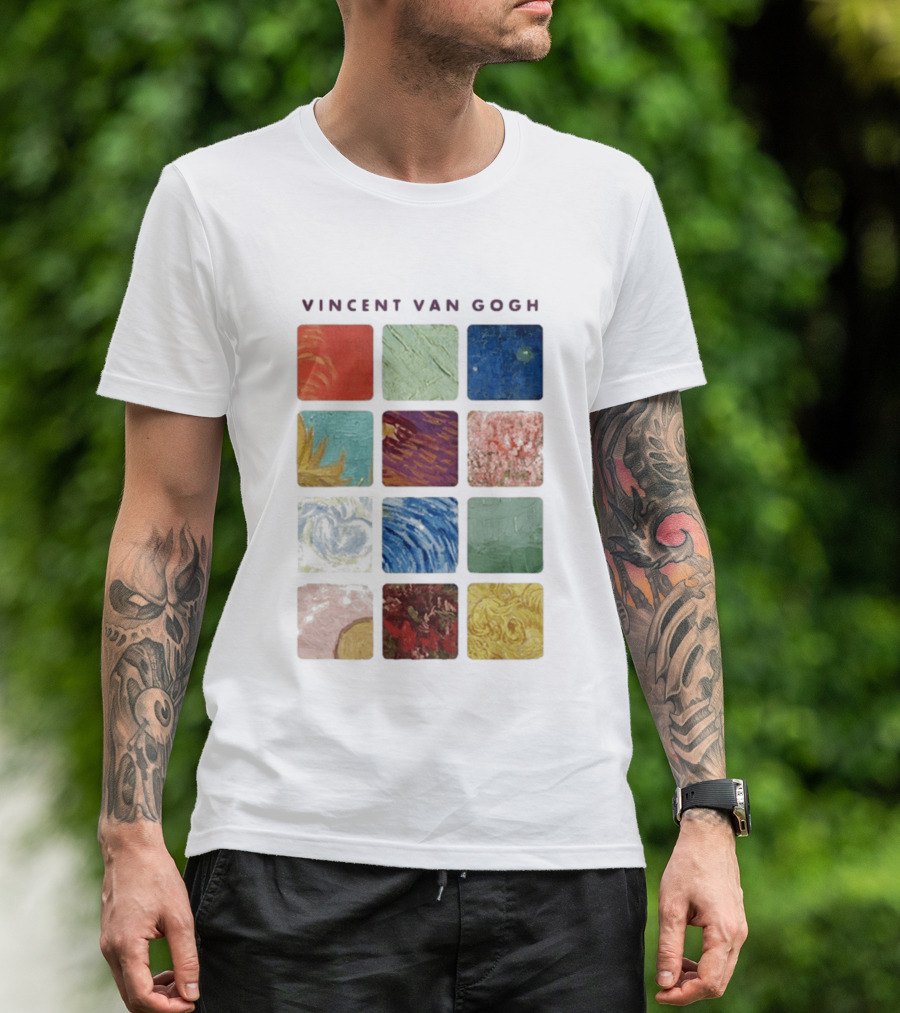 Vincent Van Gogh Paintings Iconic Colors Squares T-Shirt