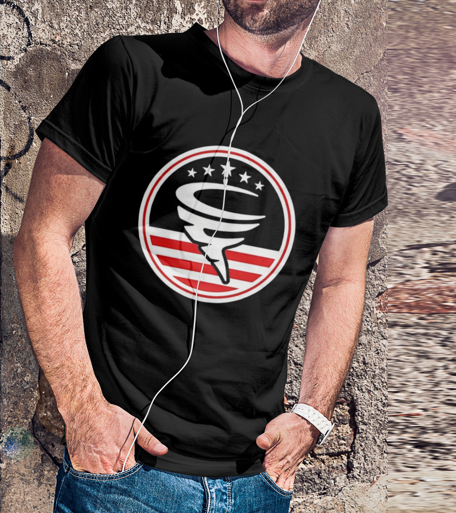 American Flag Cyclone Stars Stripes Circle T-Shirt