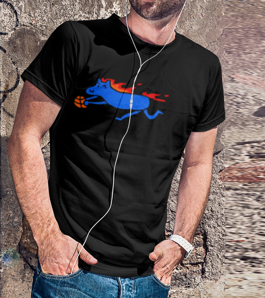 Detroit Pistons Fiery Blue Horse Basketball Team T-Shirt