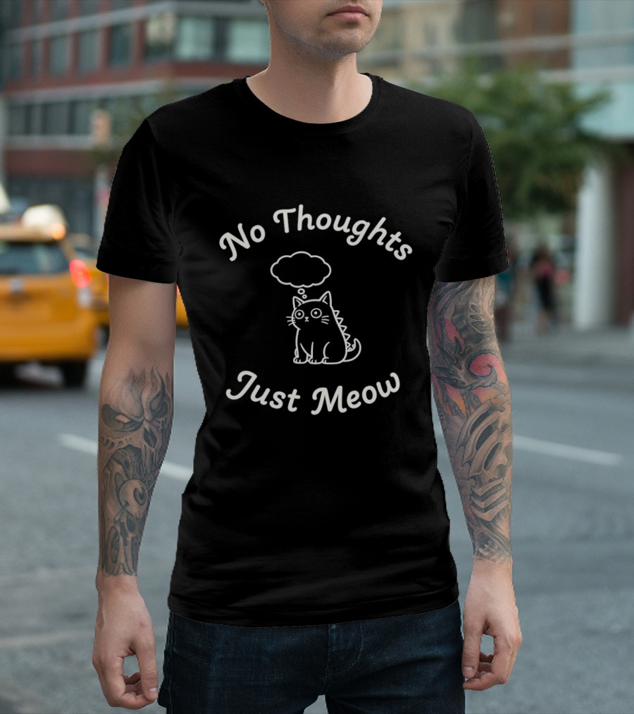 No Thoughts Just Meow Stegosaurus Cat Thought Bubble T-Shirt