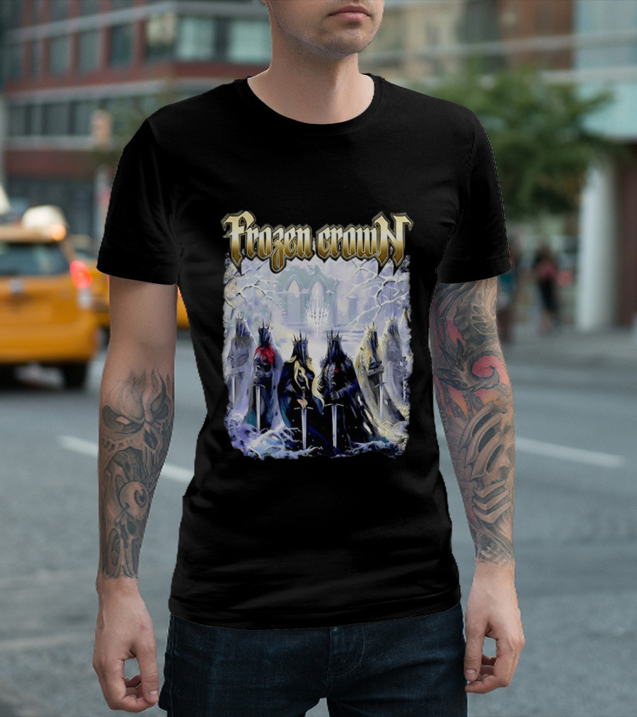 Frozen Crown Dark Fantasy Rulers Sword Wielding Monarchs T-Shirt