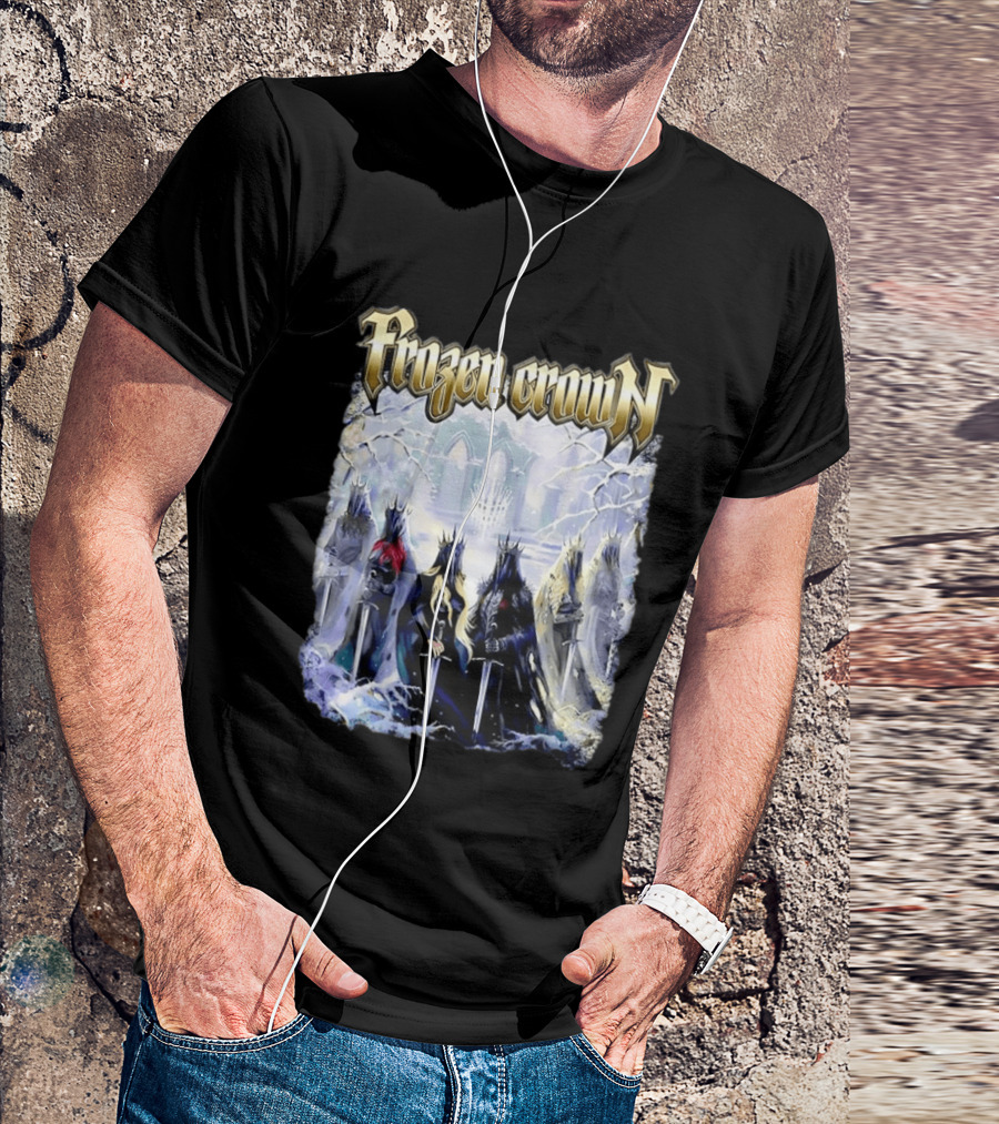 Frozen Crown Dark Fantasy Rulers Sword Wielding Monarchs T-Shirt