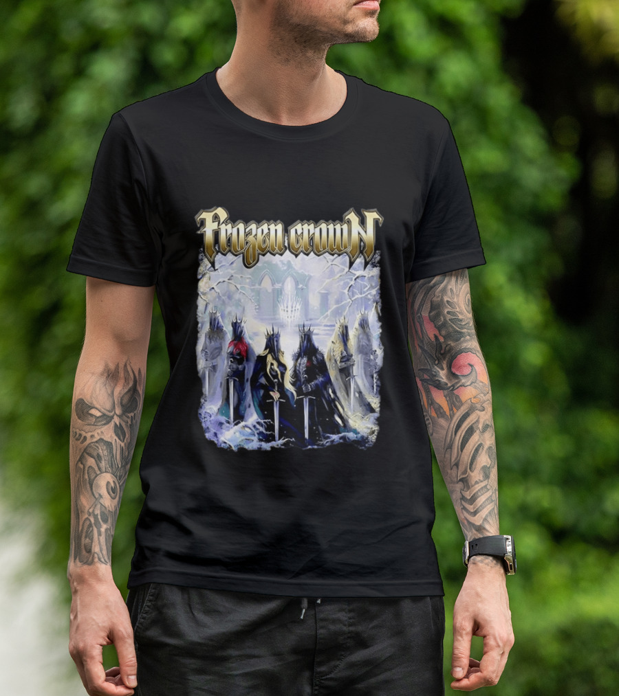 Frozen Crown Dark Fantasy Rulers Sword Wielding Monarchs T-Shirt