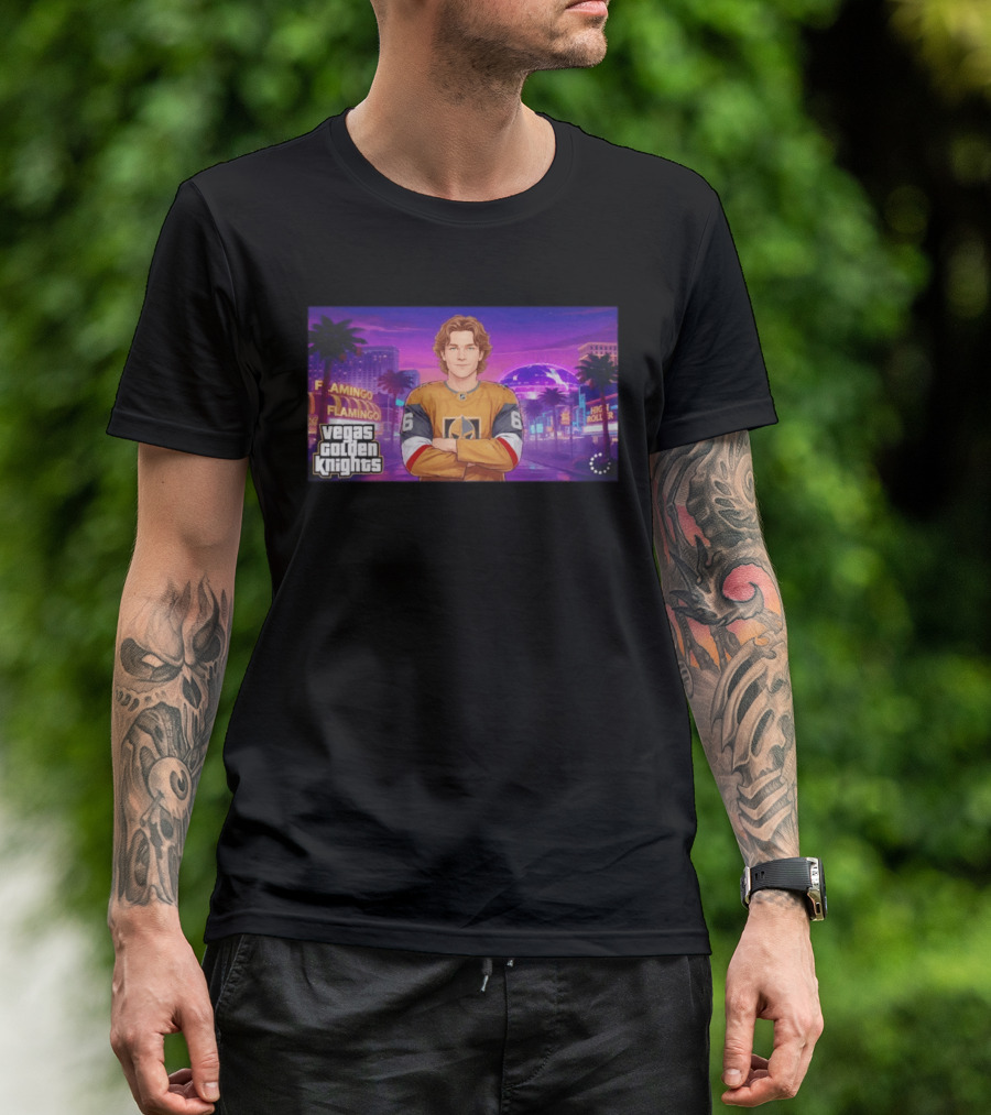 Vegas Golden Knights Kaedan Korczak Flamingo High Roller 66 T-Shirt