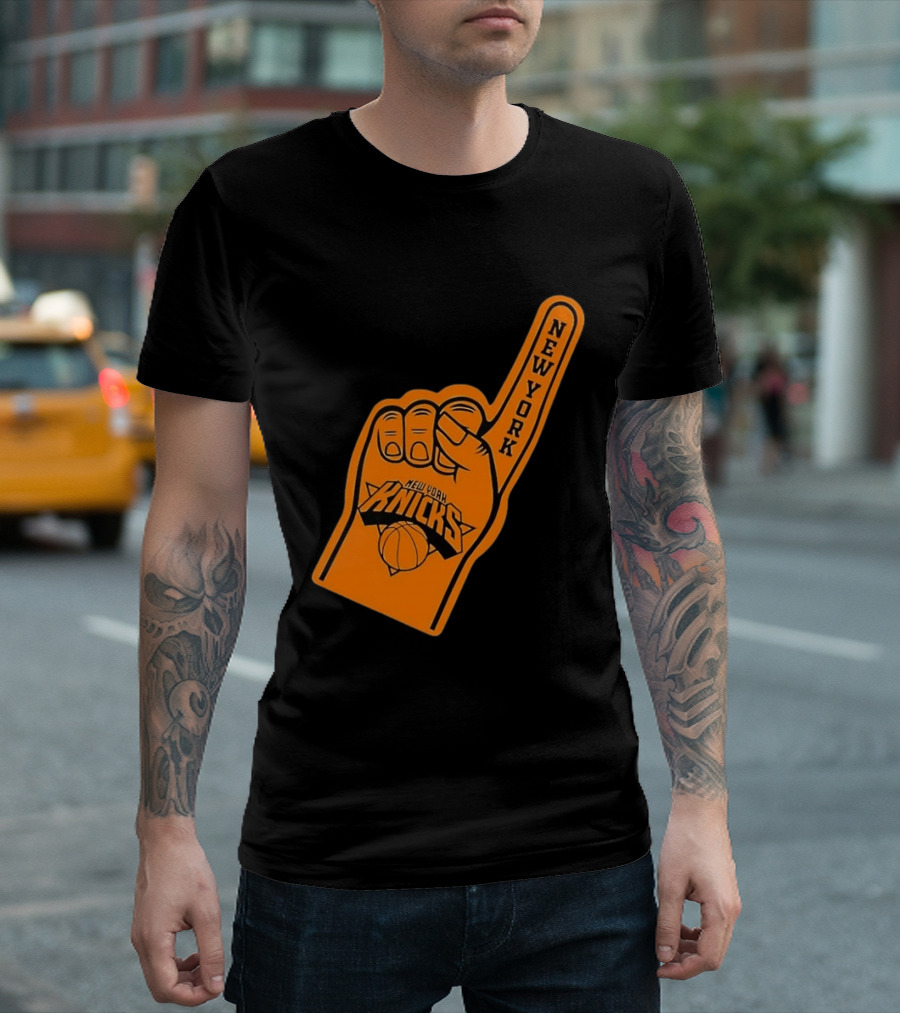 New York Knicks Foam Finger Basketball Fan Gear T-Shirt