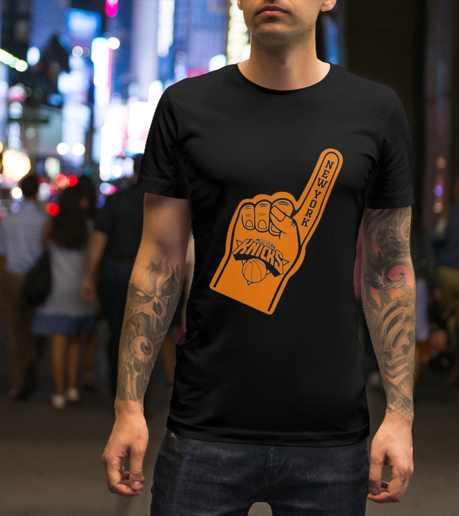 New York Knicks Foam Finger Basketball Fan Gear T-Shirt