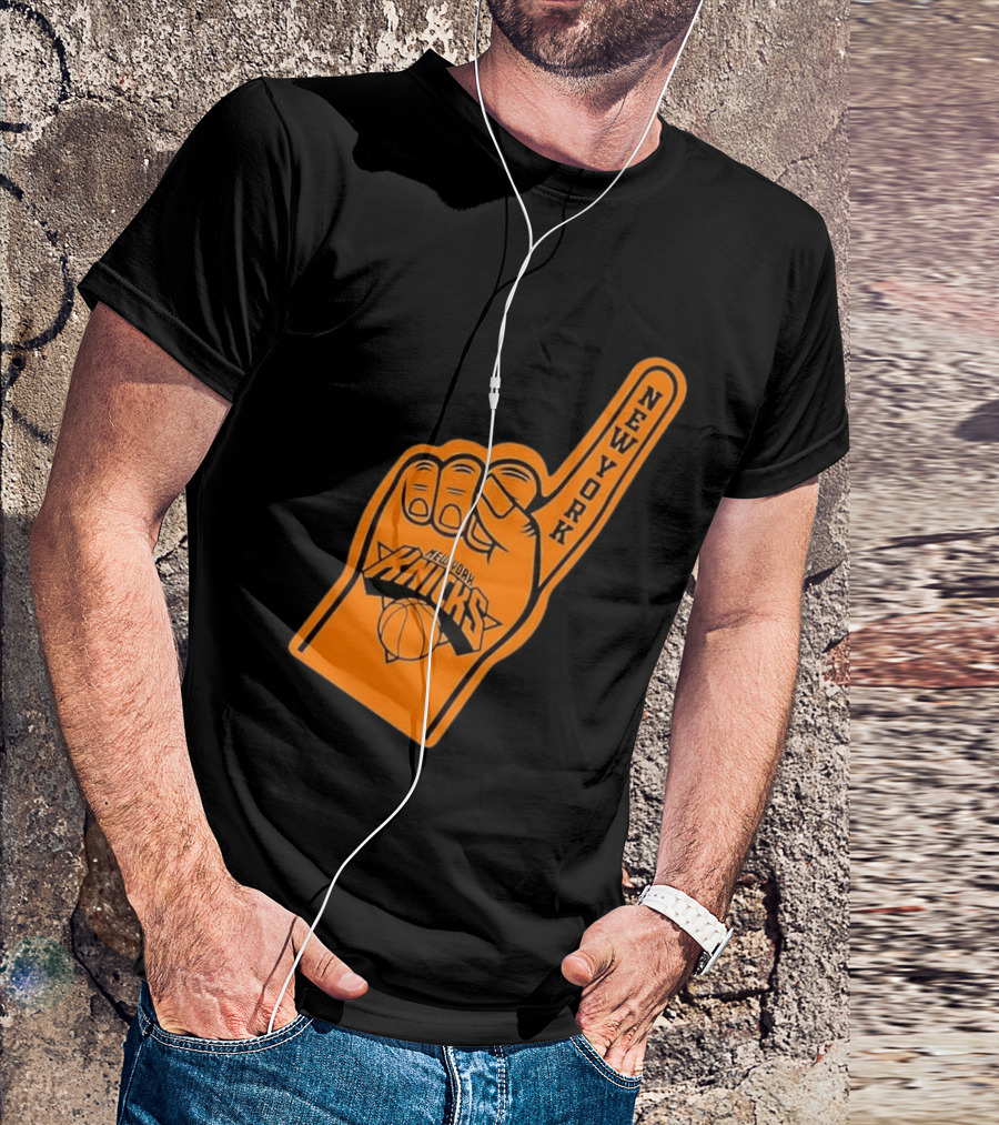 New York Knicks Foam Finger Basketball Fan Gear T-Shirt