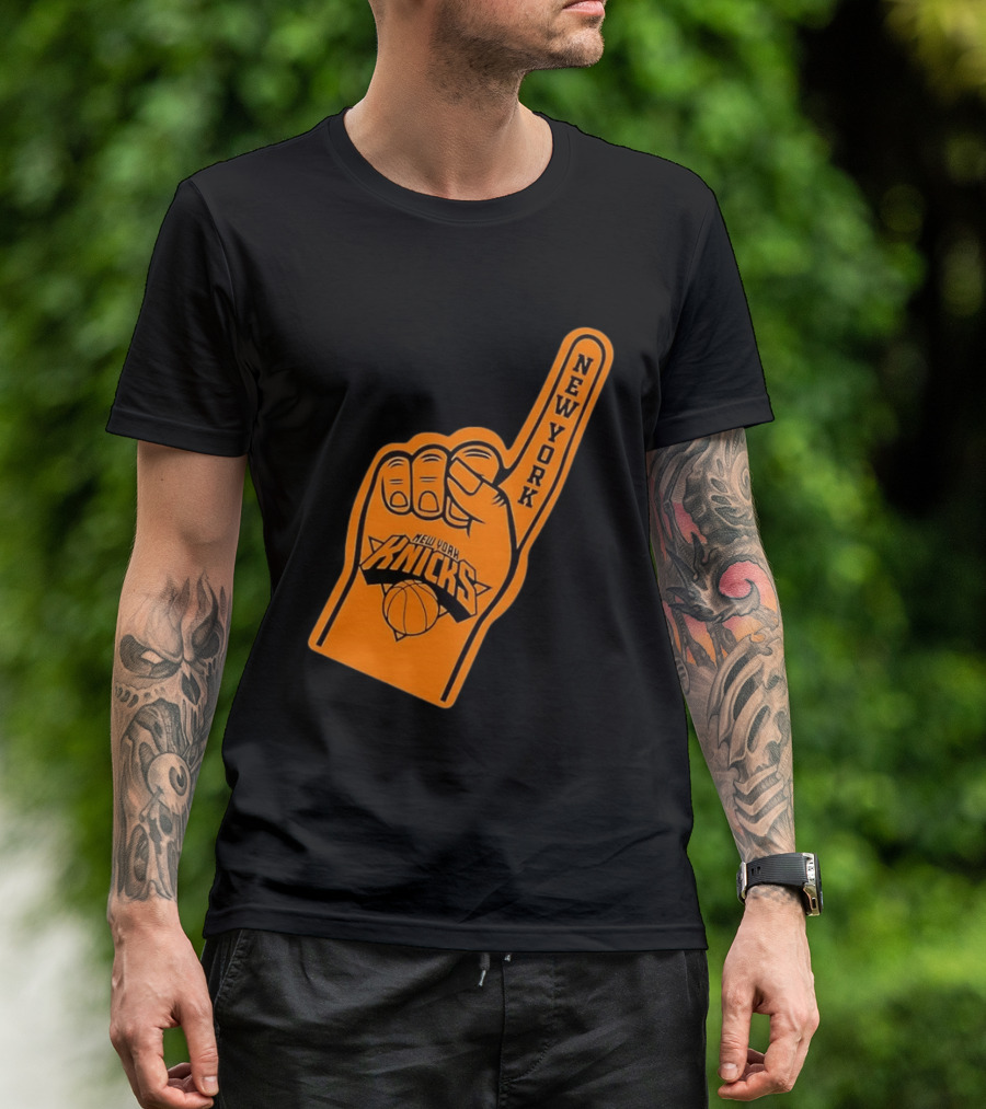 New York Knicks Foam Finger Basketball Fan Gear T-Shirt