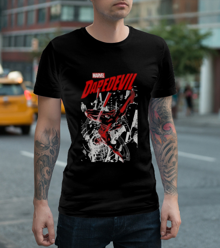 Marvel Daredevil Dynamic Acrobatics Comic Burst T-Shirt