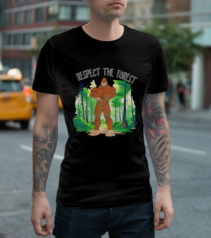 Respect The Forest Bigfoot Cartoon T-Shirt