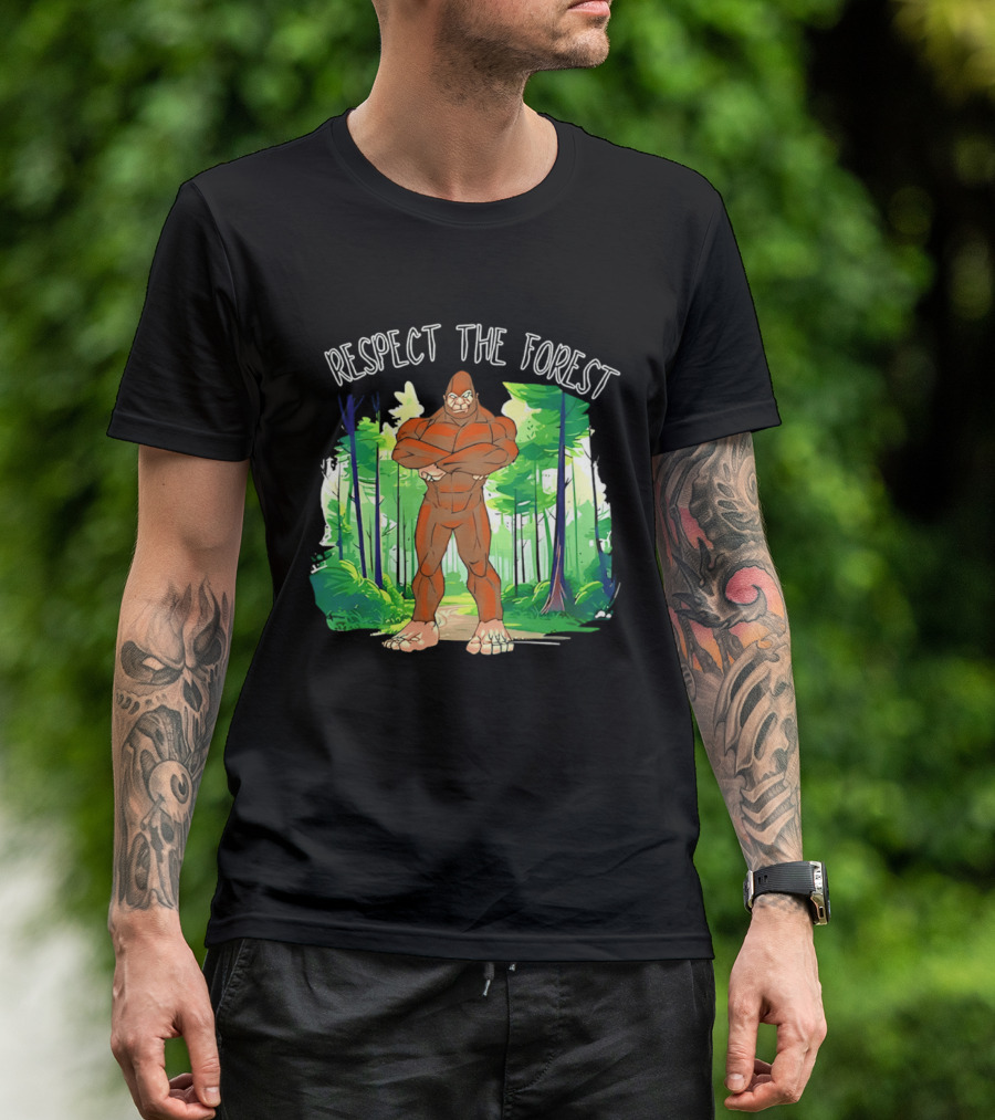 Respect The Forest Bigfoot Cartoon T-Shirt