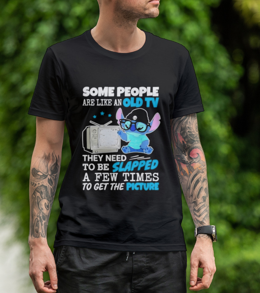 Some People Are Like An Old TV Need To Be Slapped To Get The Picture Stitch T-Shirt