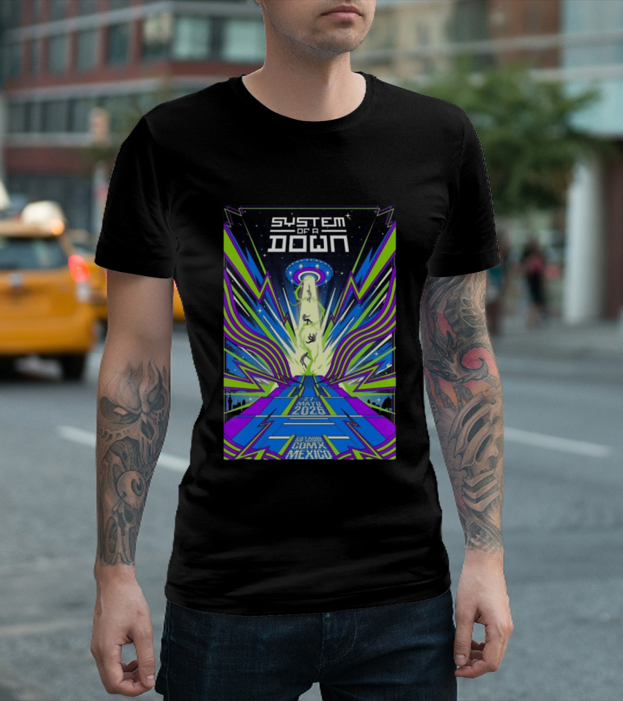 System Of A Down Mexico City Tour May 27 2026 Alien Beam T-Shirt