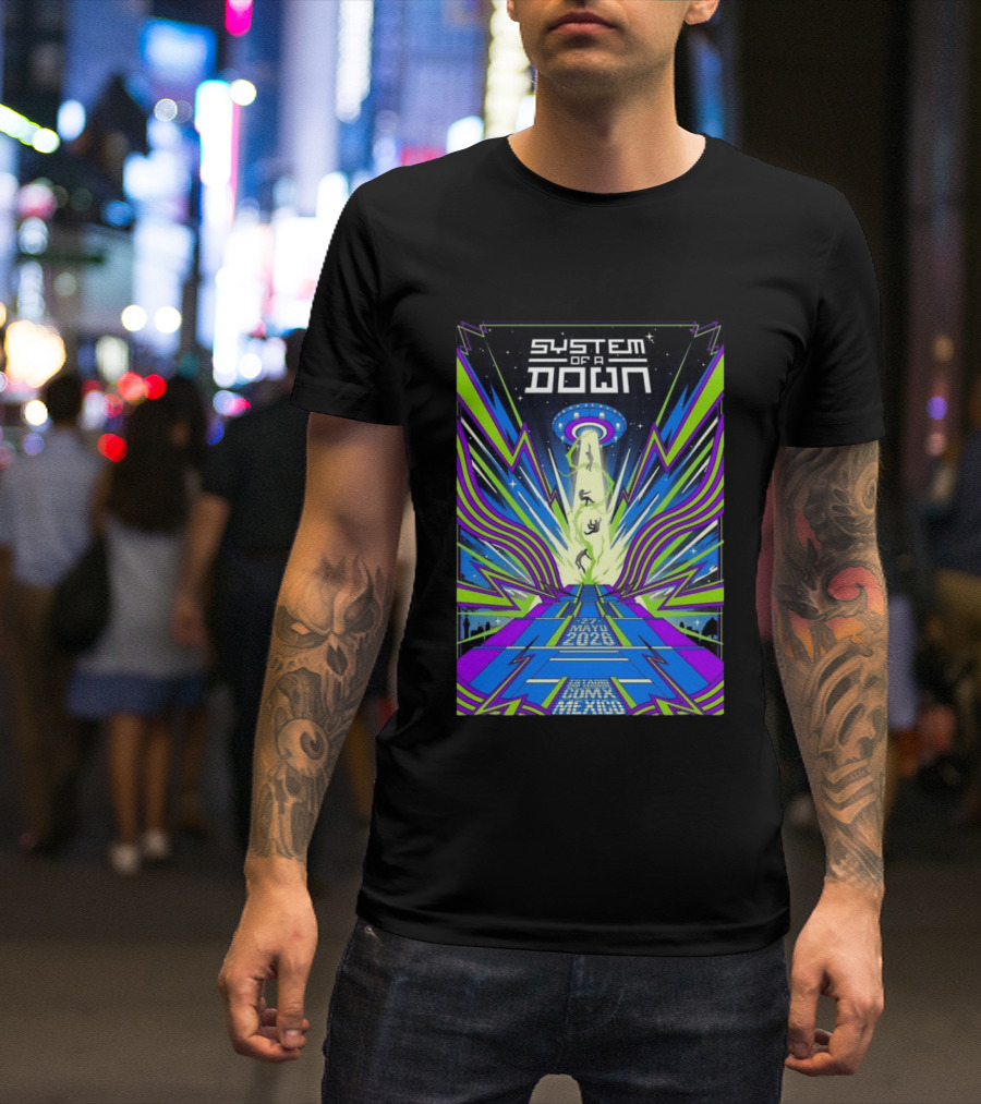 System Of A Down Mexico City Tour May 27 2026 Alien Beam T-Shirt