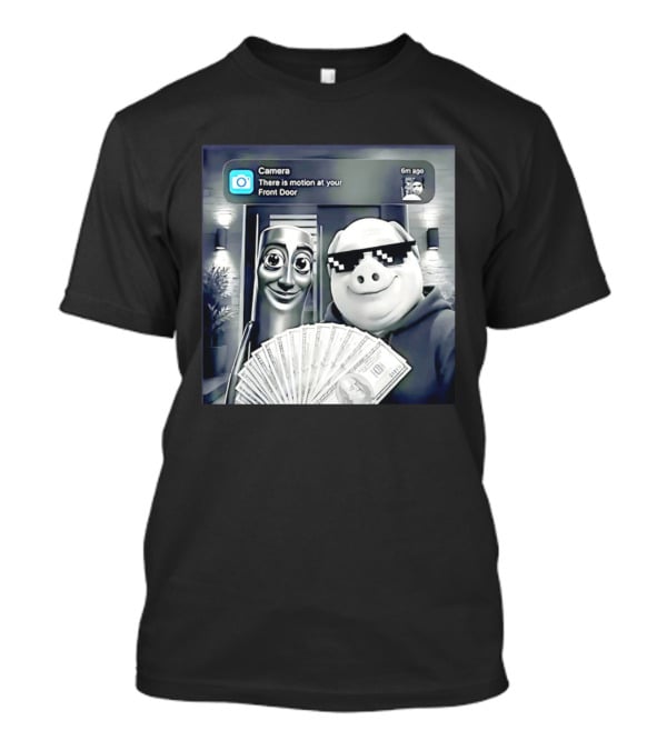 Tung Tung Tung Sahur John Pork Black Glasses Meme Camera Motion At Your Front Door T-Shirt