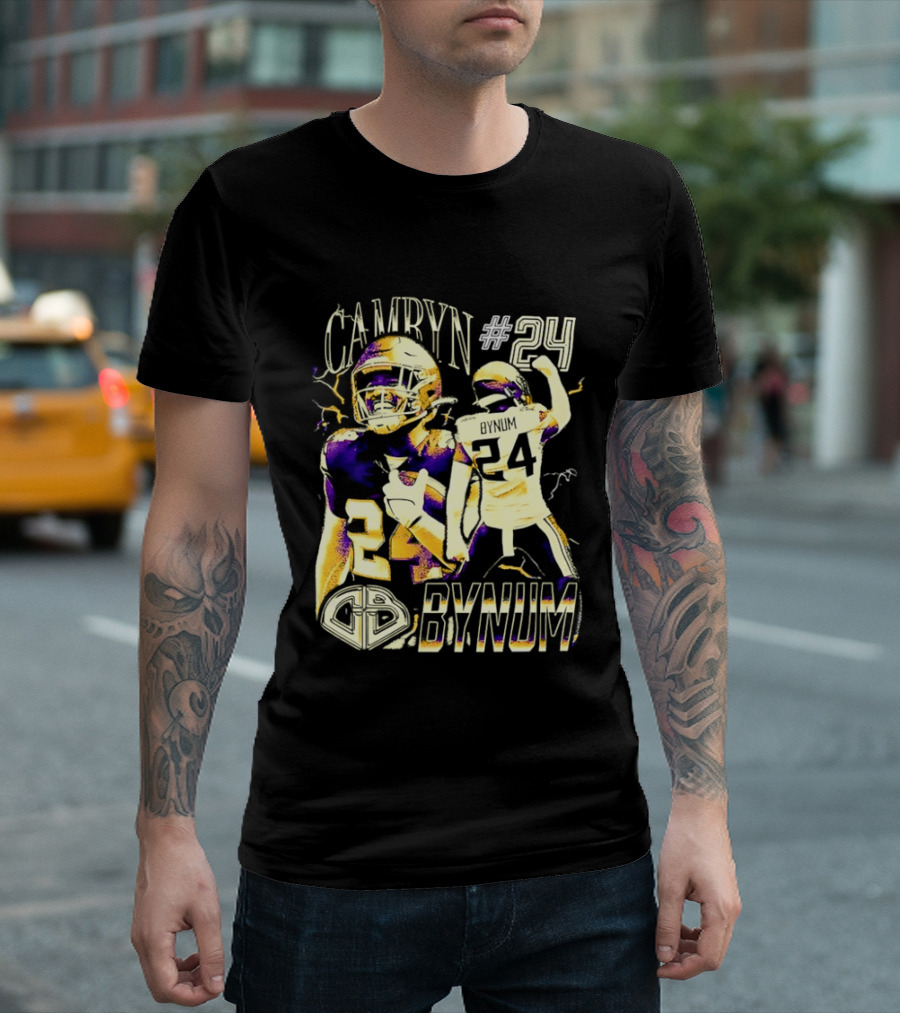 Camryn #24 Bynum Vikings Football Player Lightning T-Shirt