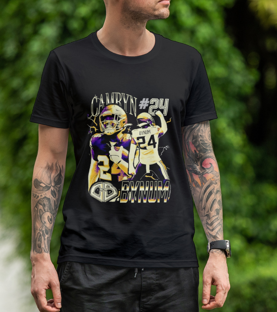 Camryn #24 Bynum Vikings Football Player Lightning T-Shirt