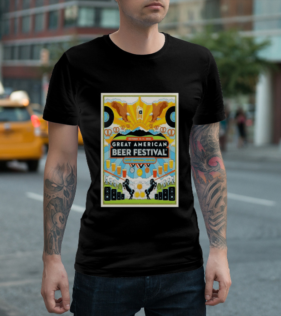 Great American Beer Festival October 10 11 2026 Levitt Pavilion Denver Eagles Pretzels Beer Music T-Shirt