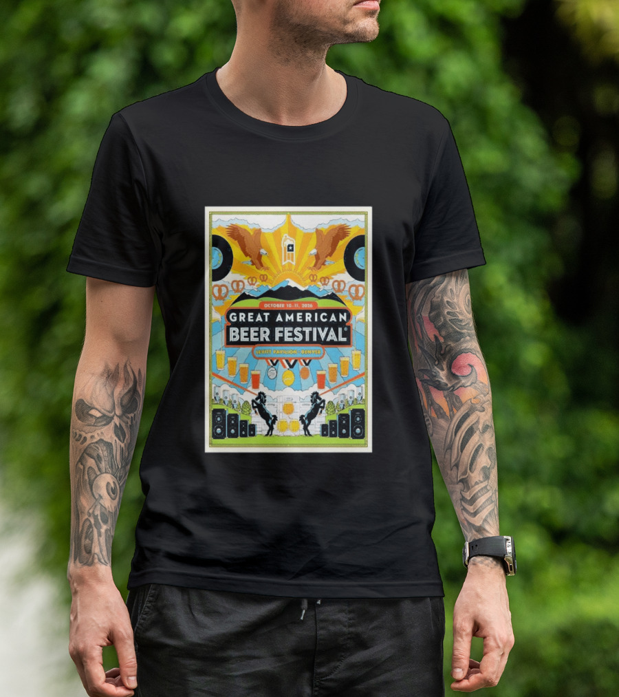 Great American Beer Festival October 10 11 2026 Levitt Pavilion Denver Eagles Pretzels Beer Music T-Shirt