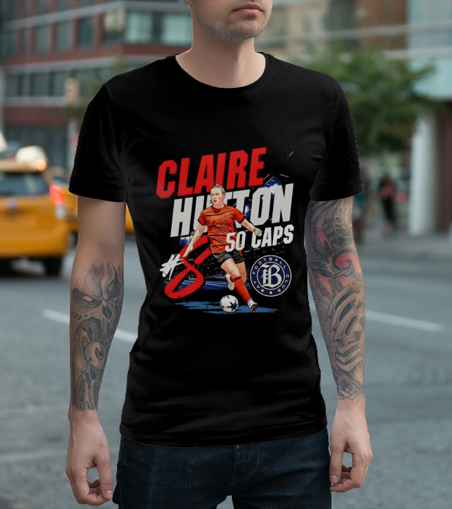 Claire Hutton Bay FC 50 Caps Number 8 Soccer Player T-Shirt