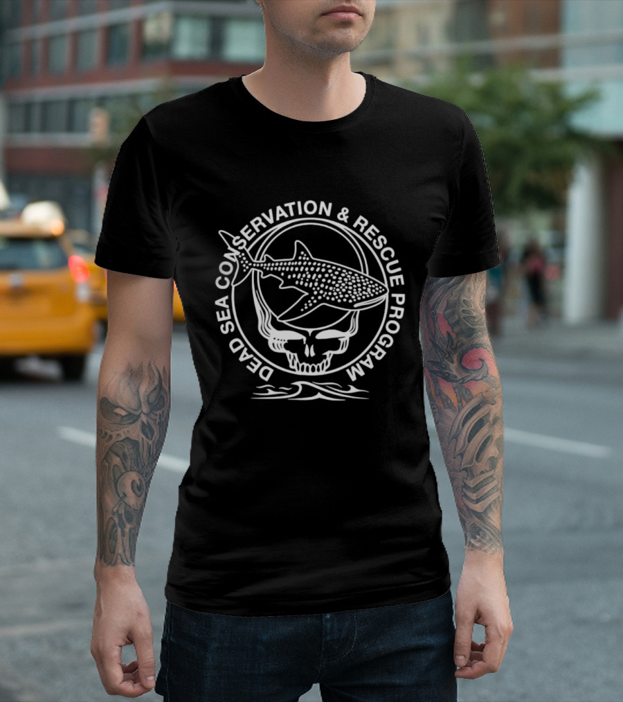 Dead Sea Conservation & Rescue Program Whale Shark Skull Waves T-Shirt