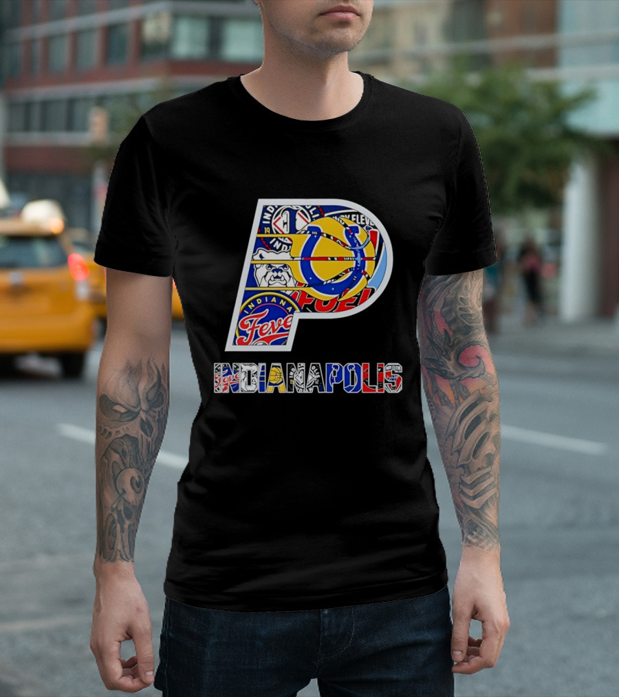 Indiana Pacers Indianapolis Fever Fuel Bulldogs Iconic Sports Collage T-Shirt