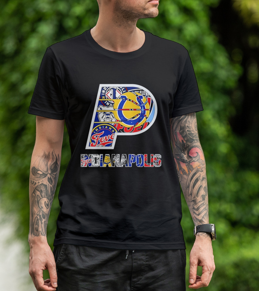 Indiana Pacers Indianapolis Fever Fuel Bulldogs Iconic Sports Collage T-Shirt