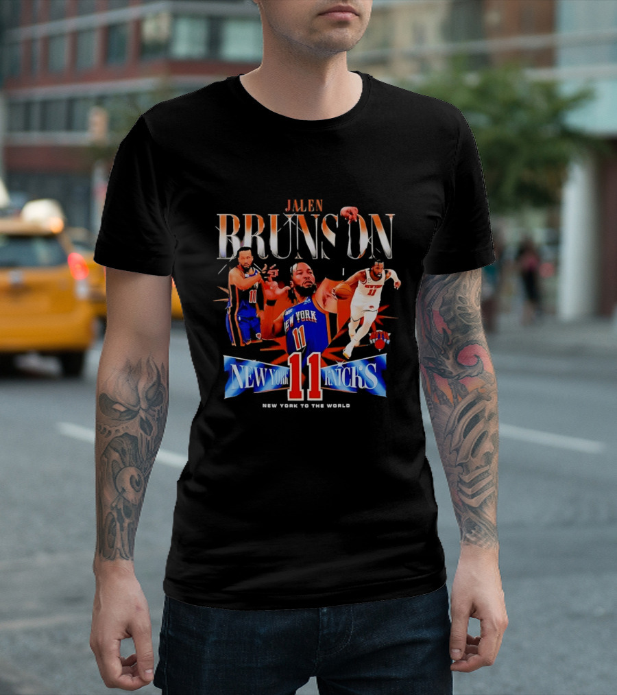 Jalen Brunson New York Knicks 11 New York To The World T-Shirt