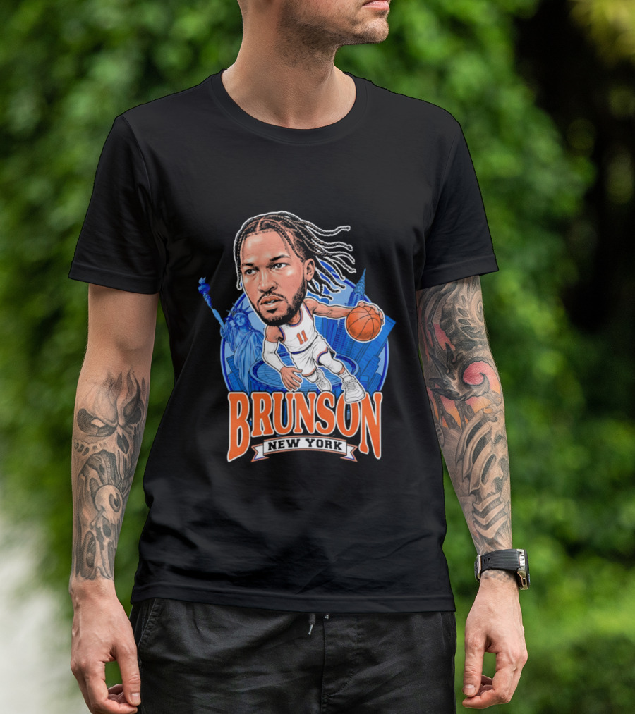 Jalen Brunson New York Knicks Caricature Basketball Limited Edition T-Shirt
