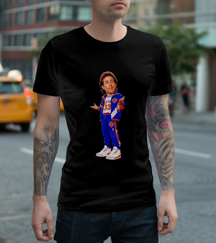Jerry Seinfeld Knicks NBA Cartoon New York 33 Basketball T-Shirt