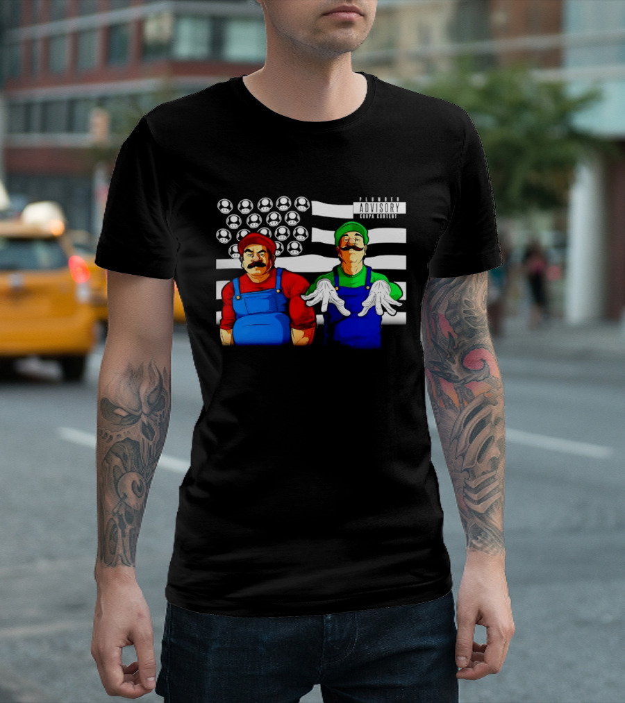 Mario Luigi Plumber Advisory Koopa Mushroom Flag T-Shirt