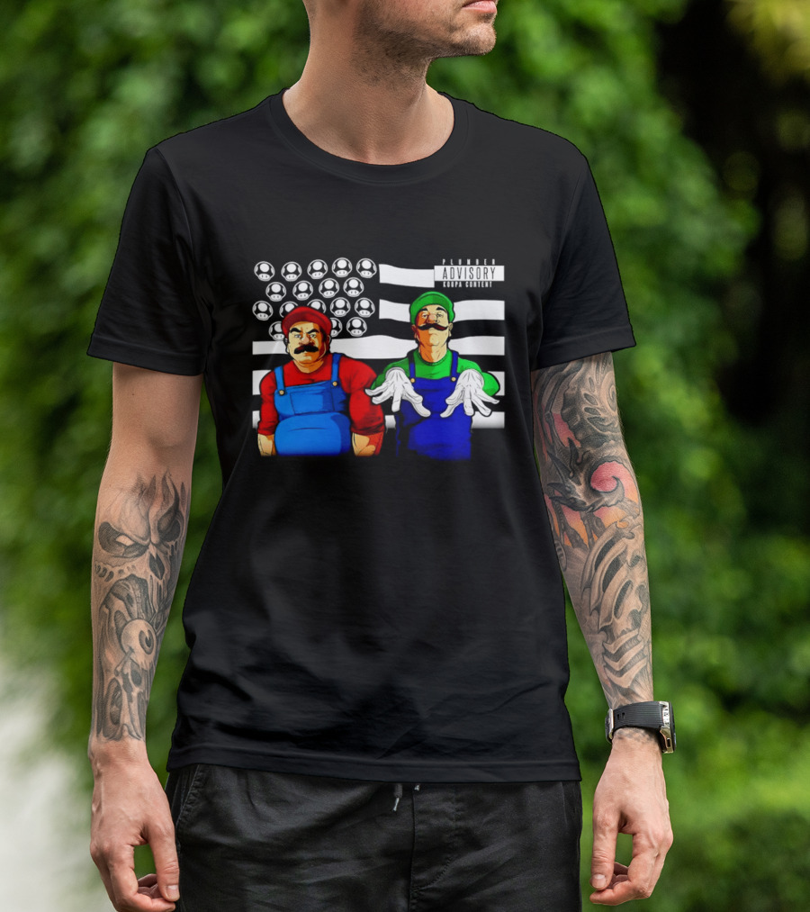 Mario Luigi Plumber Advisory Koopa Mushroom Flag T-Shirt