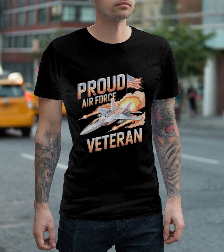 Proud Air Force Veteran F 22 Raptor America Flag T-Shirt