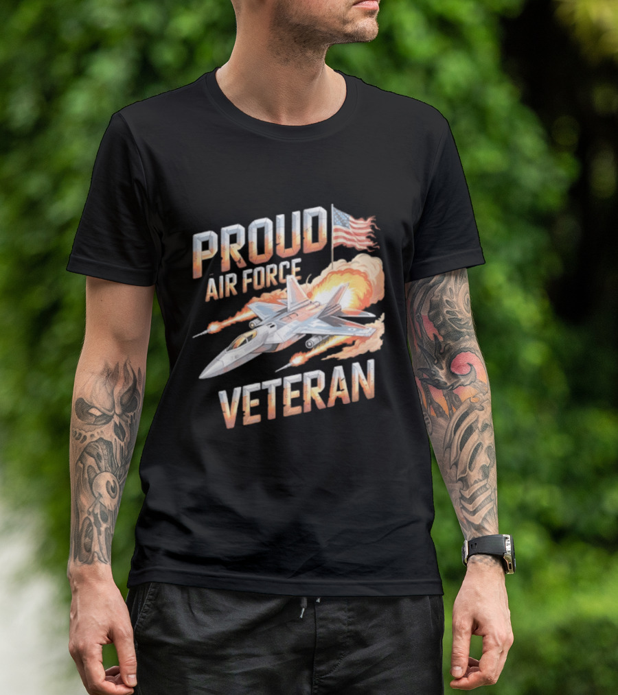 Proud Air Force Veteran F 22 Raptor America Flag T-Shirt